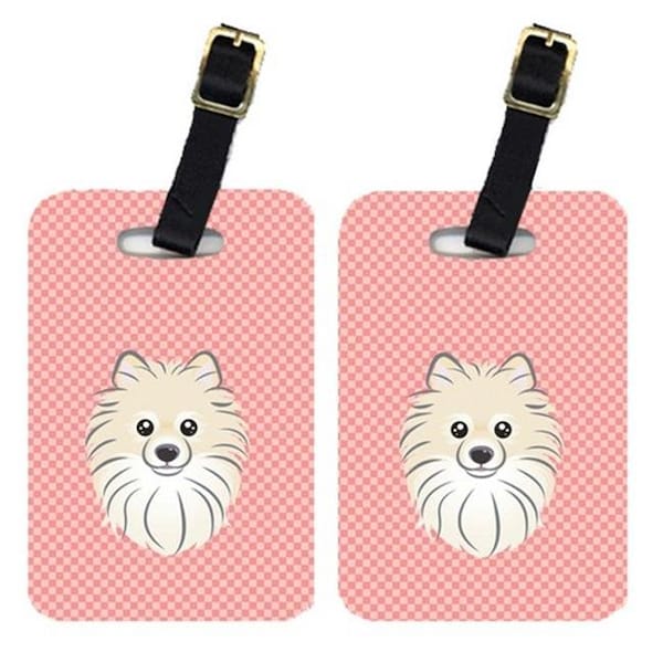 Carolines Treasures Carolines Treasures BB1207BT Pair Of Checkerboard Pink Pomeranian Luggage Tags BB1207BT - main